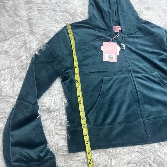 JUICY COUTURE Velour Tracksuit  Track Suit Large Rare Dark Seafoam Rhinestones - Picture 6 of 15